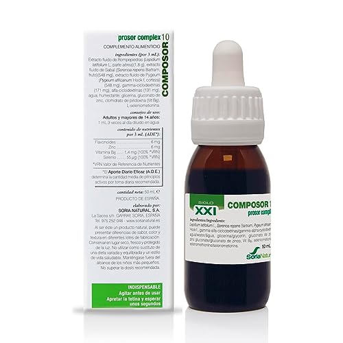 Soria Natural Composor 10 Prosor Complex – Con Rompepiedras, Sabal y Pygeum con Vitaminas y Minerales– Favorece la Salud de la Próstata - Propiedades Antiinflamatorias - 50ml