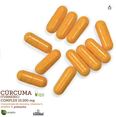 Nature Essential | Cúrcuma Complex 10.000 mg | Cápsulas Vegetales | Jengibre, Pimienta Negra y Vitamina C | Antiinflamatorio | Ayuda a Reforzar el Sistema Inmune | 95% Curcumina