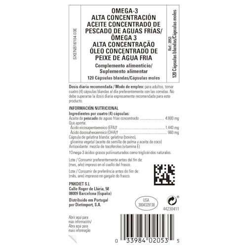 Solgar Omega-3 Doble Ácidos Grasos Poliinsaturados como Triglicéridos Naturales, 120 Cápsulas Blandas