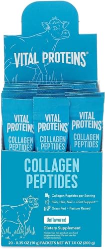 Vital Proteins Suplemento en polvo de péptidos de colágeno (tipo I, III) - Colágeno hidrolizado - Sin OMG - 20 g por porción - Bote de 567 g sin sabor, paquete de 1