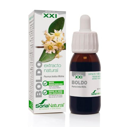 Soria Natural Boldo Extracto - Favorece la Depuración Hepática, Apoya la Digestión y Ayuda a Eliminar Líquidos - 100% Puro - Suplemento de Boldo para la Salud de los Hepática - Botella de 50 ml