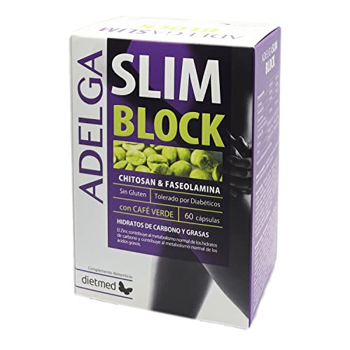 DietMed Adelga Slim Block Supplement – ​​60 Kapseln, Weiß, 200 ml