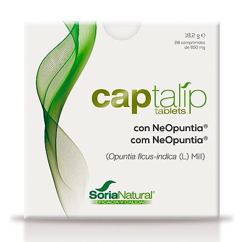 Soria Natural Captalip – NeOpuntia Opuntia-Pulver – Hilft bei der Kontrolle der Fettaufnahme – Natürliches Nahrungsergänzungsmittel – Gewichtskontrolle und saubere Ernährung – 28 Tabletten