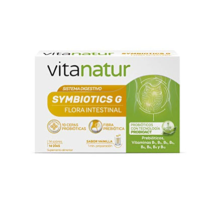 Vitanatur - Symbiotics G, Complemento Alimenticio Para la Flora Intestinal con Probióticos - 14 sobres x 2,5 g