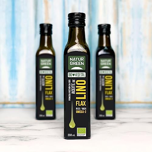NaturGreen - Aceite Lino Bio, 100% Aceite de Semillas de Lino Ecológico, Rico en Omega-3, Primera Presión