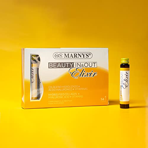 Marnys Colágeno Hidrolizado, Bebida para la Belleza Desde El Interior, Beauty In & Out Elixir, 14 Viales 25 Ml