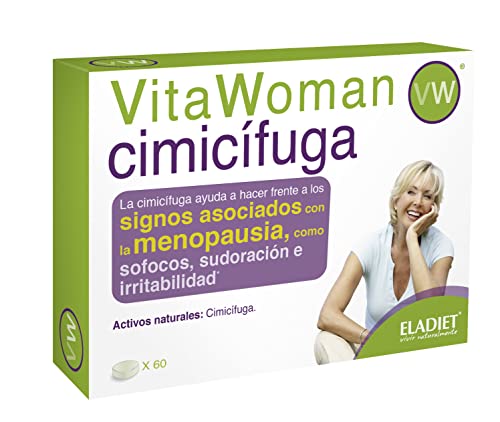 Complemento Alimenticio con Cimicifuga - VitaWoman Cimicifuga - 60 Comprimidos - Ayuda a Combatir los Síntomas de la Menopausia - Efecto Relajante - Eladiet