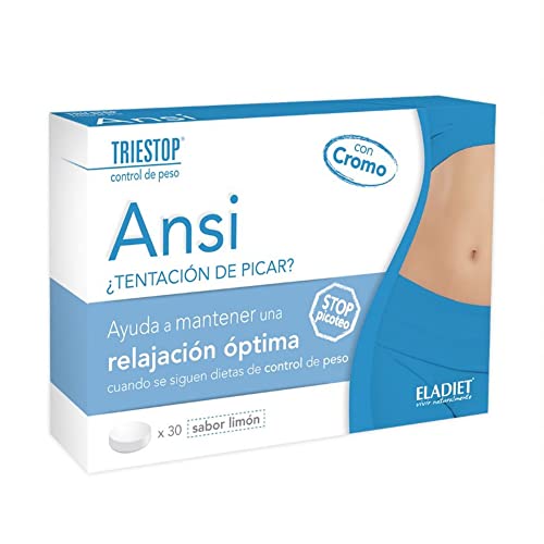 Complemento Alimenticio con Té Verde y Flor de Azahar - Triestop Ansi - 30 Comprimidos - Propiedades Relajantes - Ayuda a Controlar el Peso - Favorece el Metabolismo - Eladiet