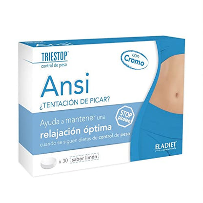 Complemento Alimenticio con Té Verde y Flor de Azahar - Triestop Ansi - 30 Comprimidos - Propiedades Relajantes - Ayuda a Controlar el Peso - Favorece el Metabolismo - Eladiet