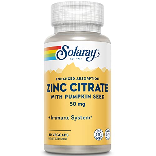 Zinc Citrate con semillas de calabaza 60 Vegcaps, Contribuye al Normal Funcionamiento del Sistema Inmunitario, Sin Gluten, Apto para Veganos