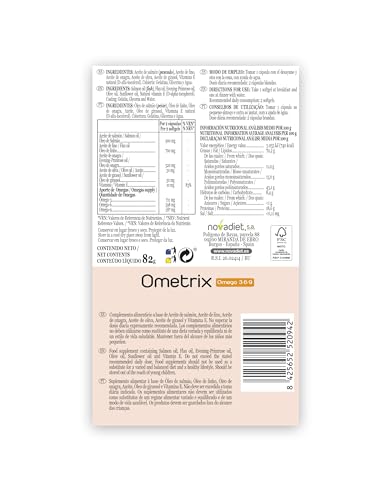 Novadiet - OMETRIX Càpsulas con Aceite de Salmón, Lino, Onagra, Oliva, Girasol y Vitamina E, Para una Salud Cardiovascular Óptima, Ayuda Niveles de Colesterol y Triglicéridos Saludables - 60 Cápsulas