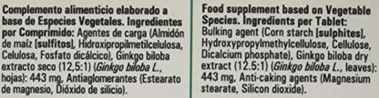 Ginkgo Biloba Retard - 30 Càpsulas - Laboratorios Ynsadiet SA