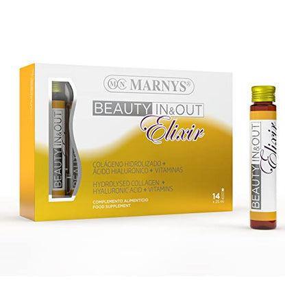 MARNYS Beauty In&Out Elixir Nutricosmética con Colágeno Hidrolizado para Piel, Cabello y Uñas 14 Viales