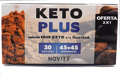 NOVITY Keto Plus 90 tablets With HMB and Guarana, Fat Burner to lose weight and fast, with Cascara Sagrada+Choline+Chromium