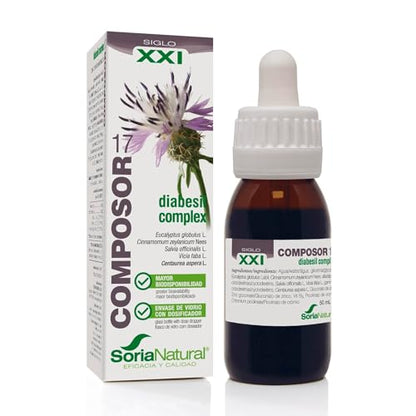 Soria Natural Composor 17 Diabesil Complex – Con Extractos de Eucalipto, Canela, Salvia, Judías Vainas, Travalera, Vitamina B3 y Cromo – Ayuda a Regular los Niveles de Glucosa - Hipoglucemiante - 50ml