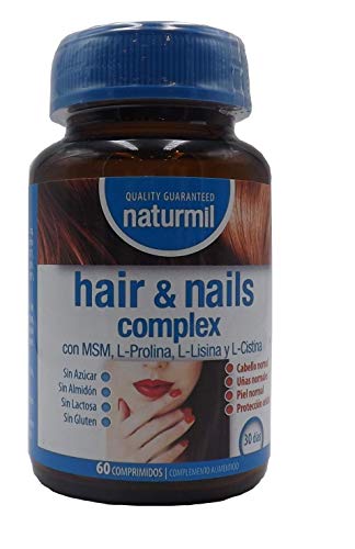 Naturmil Anti-Haarausfall, Biotin, MSM, Prolin, Lysin, Niacin, Zink, Selen, Vitamin A und C, für starke Nägel, gesunde Haut, glutenfrei, für Veganer geeignet, gentechnikfrei. schnelles Haarwachstum