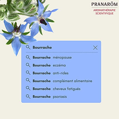 Pranarôm Borage vegetable oil, obtained by first cold pressing borage seeds and flowers, suitable for aromatic skin massage, ideal as a support for essential oils, 50 ml