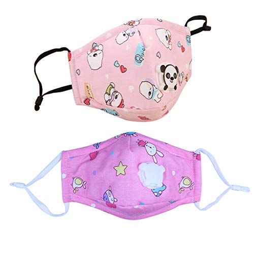 Yeptop Kids Mascar-illa De Algodón con Válvula De Respiraci-ón 2Pcs Fil-tros De Carbón Activado Cartoon Whale Animal Ǎnti Dǔ-st P,M-2.5 Tapa De La Boca