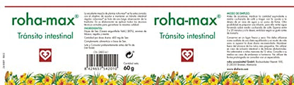Roha MAX - Complemento alimenticio para regular tránsito intestinal, bote 60 g, hojas de sen, aromas de hibisco, regaliz y menta, masticable o infusión, FAES FARMA