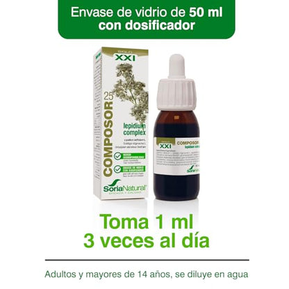 Soria Natural Composor 25 - Rompepiedras, Vara de Oro, Ciclodextrinas - Salud hepática, útil en caso de piedras y cálculos, diurético - Bote de 50ml