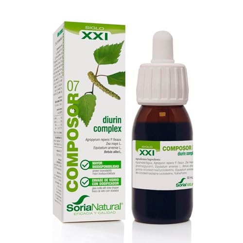 Soria Natural Composor 07 Diurin Complex – Con Grama, Estigmas de Maíz, Cola de Caballo y Abedul – Favorece la Eliminación de Líquidos - Apoya la Depuración y la Renovación del Organismo - 50ml