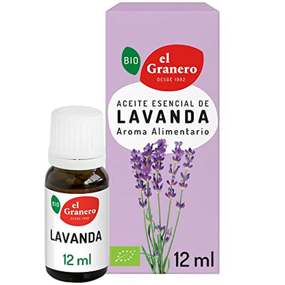 El Granero Integral - Aceite Esencial de Lavanda Bio - 12 ml - Elaborado Sin Mezclar con Otros Aceites - Ayuda a la Relajación y a Disminuir el Estrés