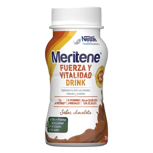 Meritene Fuerza y Vitalidad – Suplemento Alimenticio Formato Listo para Tomar – Batido de Proteínas Vitaminas y Minerales – Chocolate – Suplemento Nutricional y Refuerzo del Sistema Inmunitario