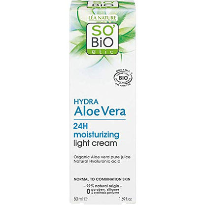 So'Bio Étic Crème Légère Hydratante 24 H Jour au Pur Jus d'Aloe Vera Bio Tube de 50 ml