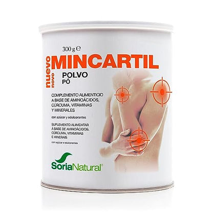 Soria Natural Mincartil Reforzado Bote - Promueve la Salud de las Articulaciones, Ayuda a la Flexibilidad y Movilidad - Nutrientes para los Huesos, Salud Ósea - Calcio, Aminoácidos - Bote de 300g