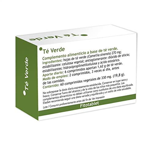 Complemento Alimenticio con Extracto de Té Verde - 60 Comprimidos - Ayuda a Controlar tu Peso - Combate el Exceso de Líquidos - Contiene Cafeína - Eladiet