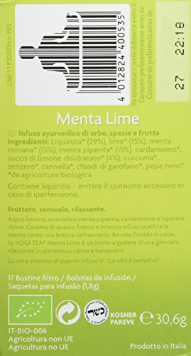 Yogi Tea Infusión de Hierbas Menta Lime - 17 bolsitas - [confezione da 3]