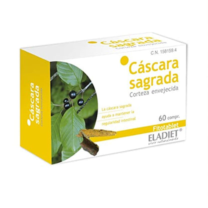 Nahrungsergänzungsmittel Cascara Sagrada – 60 Tabletten – Hilft bei der Regulierung der Darmpassage – Bietet hervorragende reinigende Eigenschaften – Eladiet