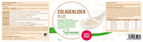 Naturlider Colagenlider- Colágeno hidrolizado con Magnesio, Acido Hialurónico y Vitamina C (180g)