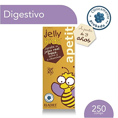 Complemento Alimenticio Jelly Kids Apetit - 250 ml - Elaborado a Base de Jalea Real y Quina - Ayuda a Abrir el Apetito y Reforzar el Sistema Inmune - Alta Concentración de Vitaminas - Eladiet
