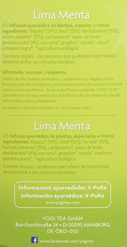 Yogi Tea Infusión de Hierbas Menta Lime - 17 bolsitas - [confezione da 3]