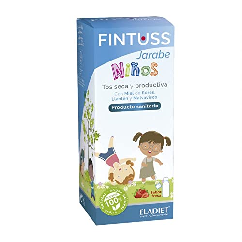 Producto Sanitario Fintuss Jarabe para Niños - Complemento Alimenticio con Miel - 140 ml - Ayuda a Suavizar y Despejar la Garganta - Efecto Calmante y Protector - Eladiet