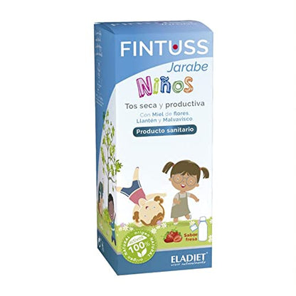 Producto Sanitario Fintuss Jarabe para Niños - Complemento Alimenticio con Miel - 140 ml - Ayuda a Suavizar y Despejar la Garganta - Efecto Calmante y Protector - Eladiet