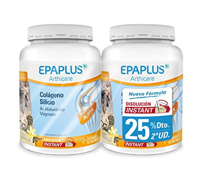 Epaplus Gelenke Kollagen + Silizium + Hyaluronsäure INSTANT Duplo – 2x30 Tage (2x326 Gramm, Vanillegeschmack), 652 Gramm