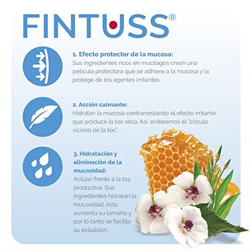 Producto Sanitario Fintuss Jarabe para Niños - Complemento Alimenticio con Miel - 140 ml - Ayuda a Suavizar y Despejar la Garganta - Efecto Calmante y Protector - Eladiet