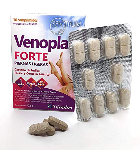 YNSADIET VENOPLAN 30 Tabletten, Rosskastanie + Rusco + Centella Asiatica + Vitamin C, verbessert die Durchblutung für leichte Beine, gegen Krampfadern – 1 Tablette pro Tag