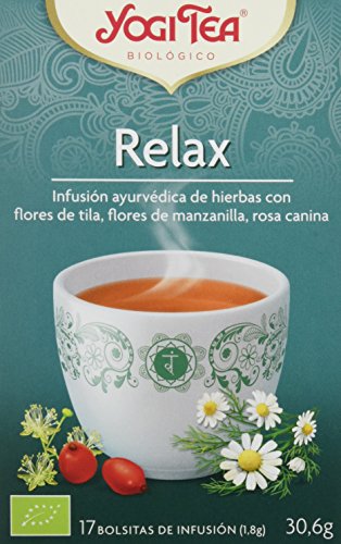 Yogi Tea – Relax, ayurvedischer Kräutertee mit Lindenblüten, Kamillenblüten und Rosa Canina – 17 Beutel, 30,6 g