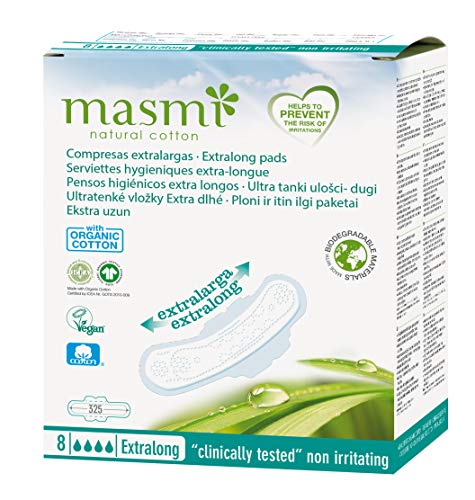 MASMI NATURAL COTTON Bio - Compresa extra larga para mujer, 140 g