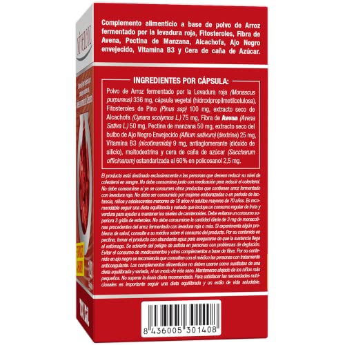 Nivelcol 120 Kapseln | Rote Reishefe, Phytosterole, Policosanol, Artischocke und schwarzer Knoblauch | Hält Ihren Cholesterinspiegel aufrecht, um den Cholesterinspiegel zu senken | Tongil sichere und wirksame Formel