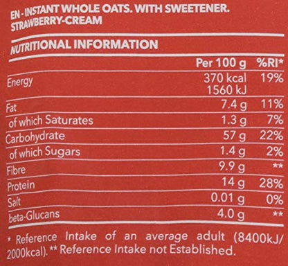 Prozis Instant Whole Oats, Strawberry and Cream - 1250 gr