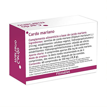 Complemento Alimenticio de Cardo Mariano - 60 Comprimidos - Ayuda a Mejorar el Funcionamiento del Sistema Digestivo - Protege las Funciones del Hígado - Propiedades Depurativas - Eladiet