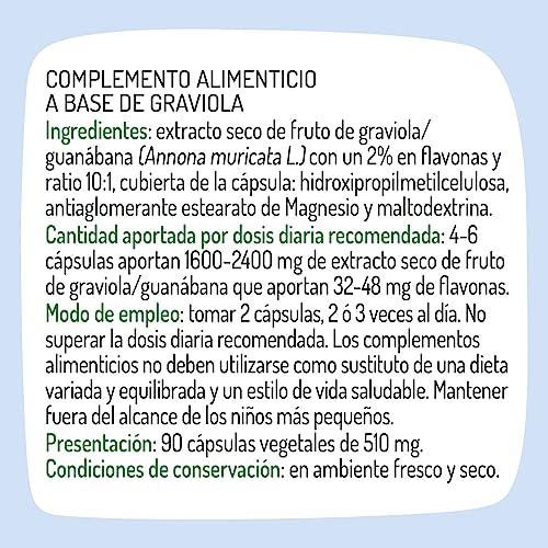 El Granero Integral - Extracto de Graviola - 90 Cápsulas - Elaborado a Base de Extracto Estandarizado de Graviola - Ayuda a Fortalecer el Sistema Inmunológico