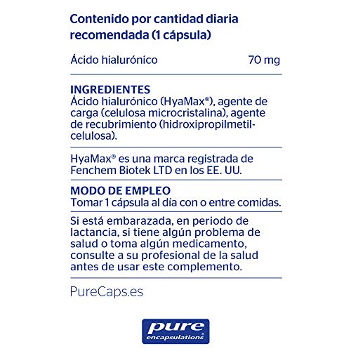 PURE ENCAPSULATIONS | Ácido Hialurónico | Nutricosmética | Ayuda a Mantener la Hidratación de la Piel | 30 Cápsulas Vegetales