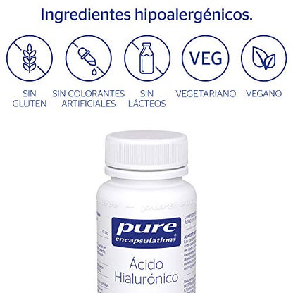 PURE ENCAPSULATIONS | Ácido Hialurónico | Nutricosmética | Ayuda a Mantener la Hidratación de la Piel | 30 Cápsulas Vegetales