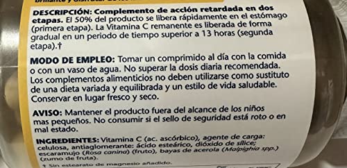 SOLARAY Vitamin C 1000mg | With Rose Hips And Acerola | Delayed Action| Gluten Free | Suitable for Vegans | Tablets, One size, Vanilla, 100 Units