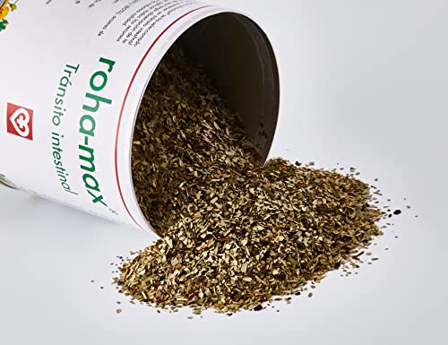 Roha MAX - Complemento alimenticio para regular tránsito intestinal, bote 60 g, hojas de sen, aromas de hibisco, regaliz y menta, masticable o infusión, FAES FARMA